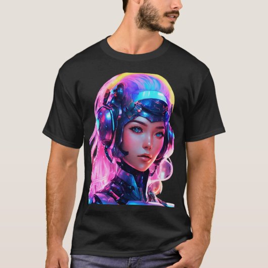Android Techno Space Girl T-shirt (Voorkant)