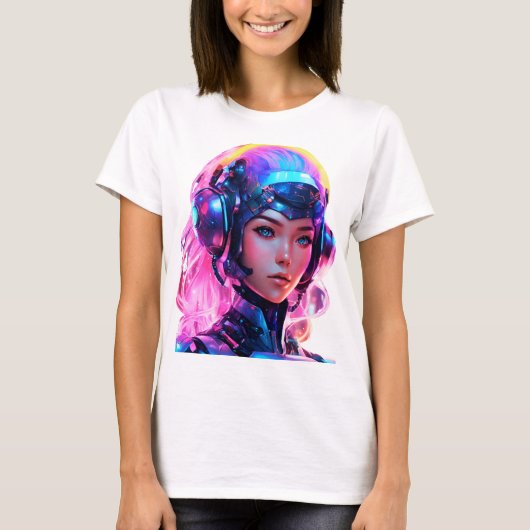 Android Techno Space Girl T-shirt (Voorkant)