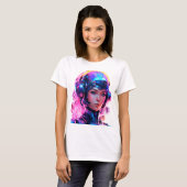 Android Techno Space Girl T-shirt (Voorkant volledig)