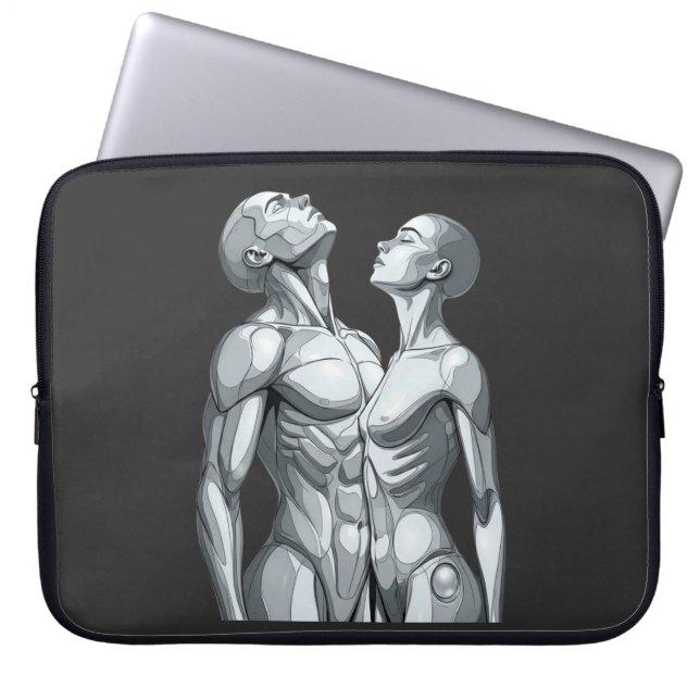 Android Union: Couple Futuristic Laptop Sleeve (Voorkant)
