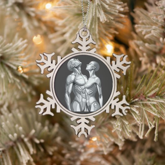 Android Union: Couple Pewter Snowflake Ornament (Boom)