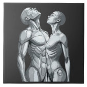 Android Union: Cyborg Couple Ceramic Tile Art Tegeltje (Voorkant)