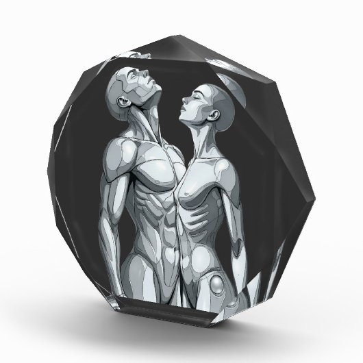 Android Union: Cyborg Couple Futuristic Art Poster Fotoblokken (Rechts)