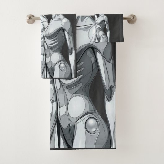Android Union: Cyborg Couple Futuristic Bath Towel Bad Handdoek (Insitu)