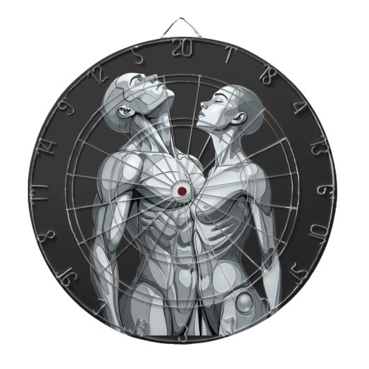 Android Union: Cyborg Couple Futuristic Dartboard Dartbord (Voorkant)