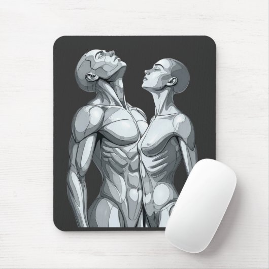 Android Union: Cyborg Couple Futuristic Mousepad Muismat (Met muis)