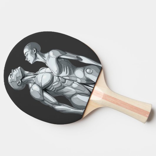 Android Union: Cyborg Couple Futuristic Planner Tafeltennisbatje (Zijkant)