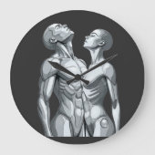 Android Union: Cyborg Couple Round Wall Clock Grote Klok (Voorkant)
