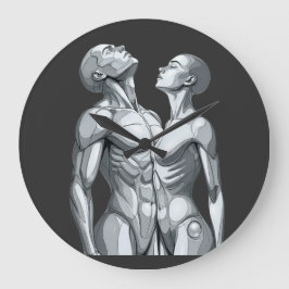 Android Union: Cyborg Couple Round Wall Clock Grote Klok