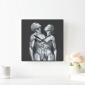 Android Union: Cyborg Couple Square Wall Clock Vierkante Klok (Huis)