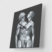 Android Union: Cyborg Couple Square Wall Clock Vierkante Klok (Hoek)