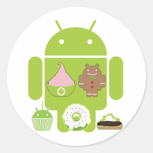 Android-versies Ronde Sticker (Voorkant)