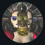 ANDROID XENIA SPACESHIP PILOT, Science Fiction Ronde Sticker<br><div class="desc">Colorful animation lijst van onze science fiction film HYPERION WORLD werkt lopend. Android Nanotech - Xenia 05 . U kunt de uittreksels van het lopende filmwerk zien op: htttp://www.webalice.it/baldesign3dBulgan & Alessandro Lumini 3D design en de animatie Florence-Italy.</div>