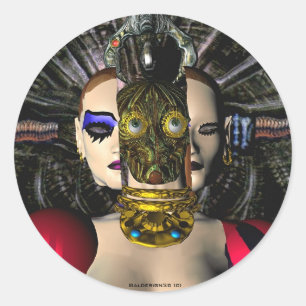 ANDROID XENIA SPACESHIP PILOT, Science Fiction Ronde Sticker