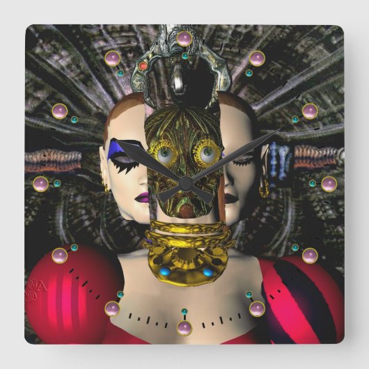 ANDROID XENIA SPACESHIP PILOT Science Fiction Vierkante Klok (Voorkant)