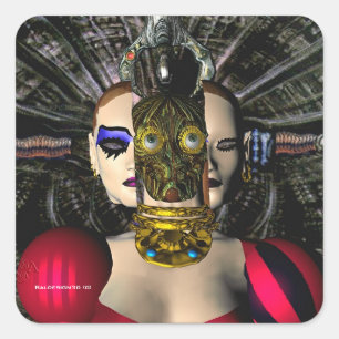 ANDROID XENIA SPACESHIP PILOT, Science Fiction Vierkante Sticker