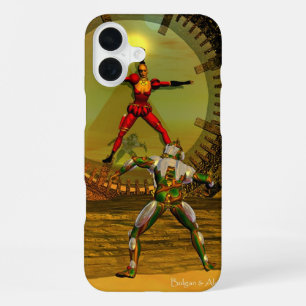 ANDROID XENIA VOLDOET AAN CYBORG TITAN Sci-Fi iPhone 16 Plus Hoesje