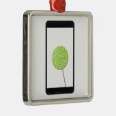 Androïde tablet met lolly metalen ornament (Rechts)