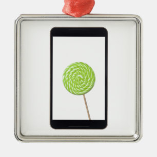Androïde tablet met lolly metalen ornament