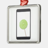 Androïde tablet met lolly metalen ornament (Links)