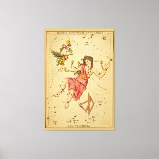 Andromeda - Astronomisch Star Chart Afbeelding Canvas Afdruk (Voorkant)