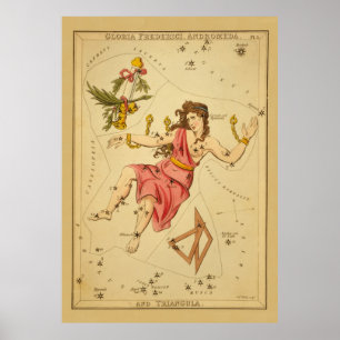 Andromeda -  Astronomisch Star Chart Afbeelding Poster