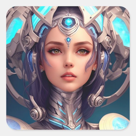 Andromeda Cyborg Vierkante Sticker (Voorkant)