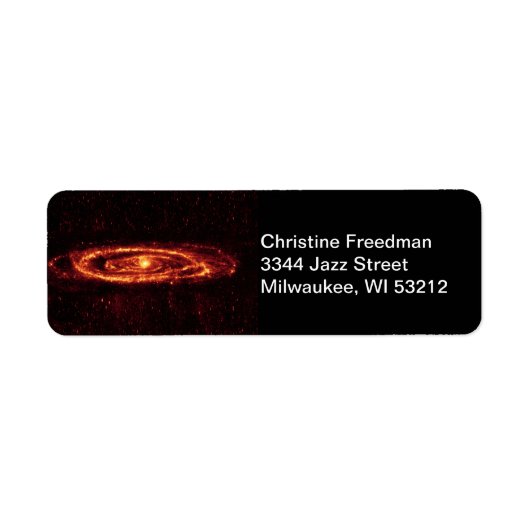 Andromeda Galaxy Spitzer in infrarood, adres ZGOS Etiket (Voorkant)