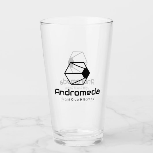 Andromeda Pint Glass (zwart op transparant) Glas (Voorkant)