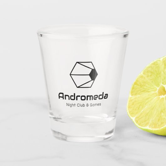 Andromeda Shot Glass (zwart op transparant) Glas (Voorkant)