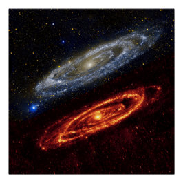 Andromeda-sterrenstelsel ultraviolet en infrarood perfect poster