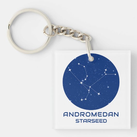 Andromedan Sterrenzaad Sleutelhanger – Blauw & Wit (voorkant)