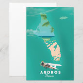 Andros Bahamas Vacation map. Briefpapier (Voorkant / Achterkant)