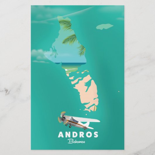 Andros Bahamas Vacation map. Briefpapier (Voorkant)