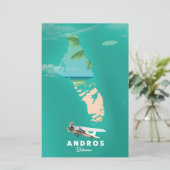 Andros Bahamas Vacation map. Briefpapier (Staand voorkant)