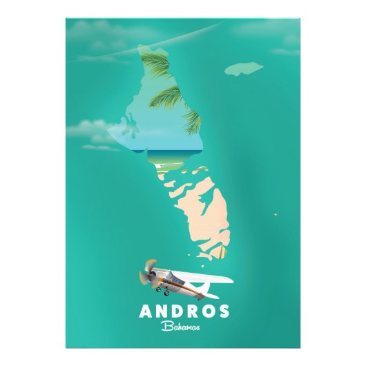 Andros Bahamas Vacation map. Foto Afdruk (Voorkant)