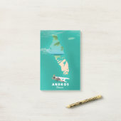 Andros Bahama's vakantiekaart. Post-it® Notes (Op bureau)
