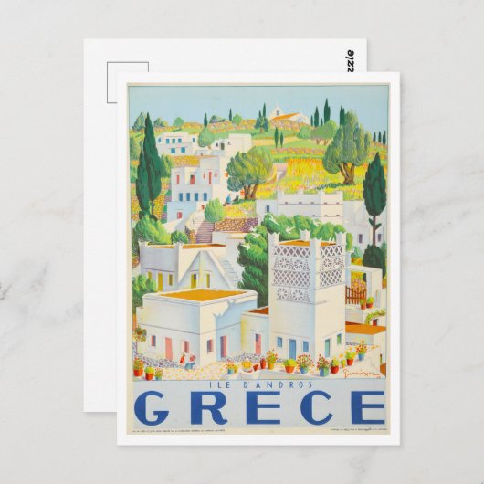 Andros, Griekenland, Reisposter Briefkaart (Voorkant / Achterkant)