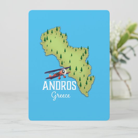 Andros Griekse kaart geïllustreerde reisposter (Staand voorkant)