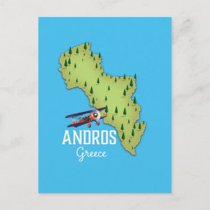 Andros Griekse kaart geïllustreerde reisposter