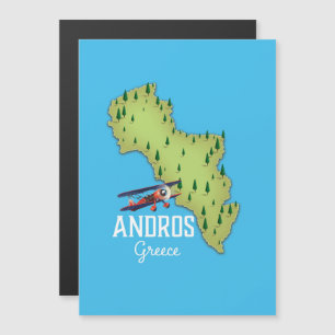 Andros Griekse kaart geïllustreerde reisposter