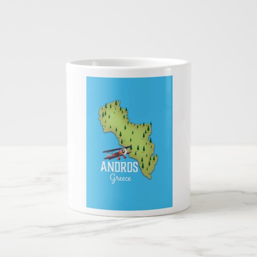Andros Griekse kaart geïllustreerde reisposter Grote Koffiekop (Voorkant)