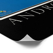 Andros Island Bahama's van ruimtesatellietkunst Poster (Hoek)