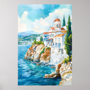 Andros Watercolor Reispark Ski Nationaal Poster