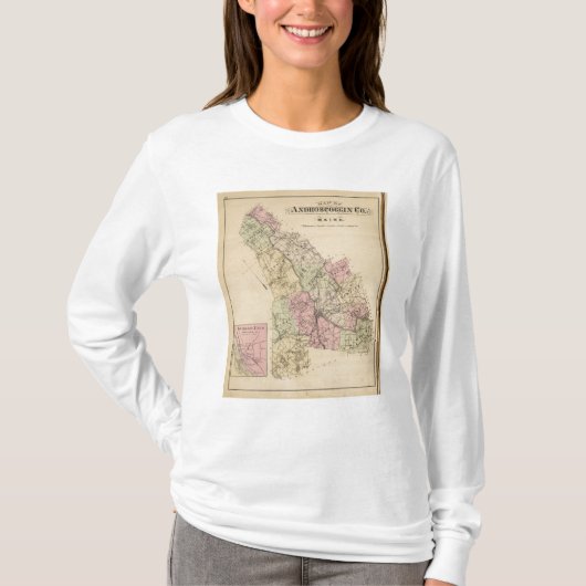 Androscoggin County, Maine Map T-shirt (Voorkant)