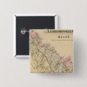 Androscoggin County, Maine Map Vierkante Button 5,1 Cm (Voorkant /achterkant)