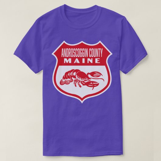 Androscoggin County Maine Retro Shield Rood T-shirt (Design voorkant)