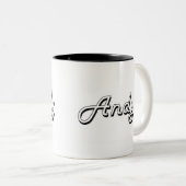 Andy Classic Retro Name Design Tweekleurige Koffiemok (Voorkant rechts)