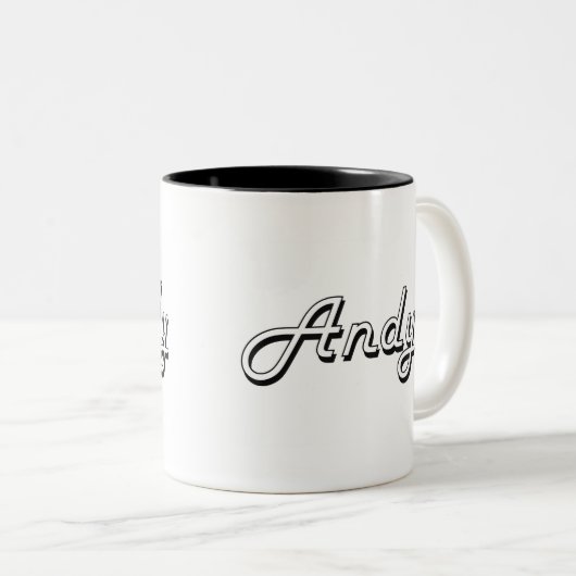 Andy Classic Retro Name Design Tweekleurige Koffiemok (Voorkant rechts)