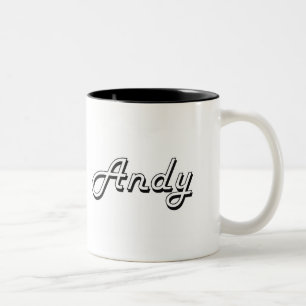 Andy Classic Retro Name Design Tweekleurige Koffiemok